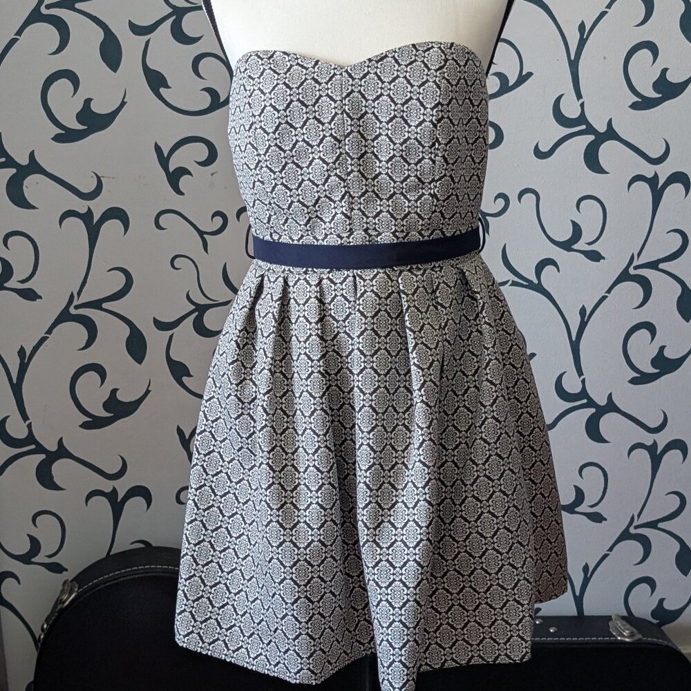 Miami Strapless Geometric Medallion Fit & Flare Dress